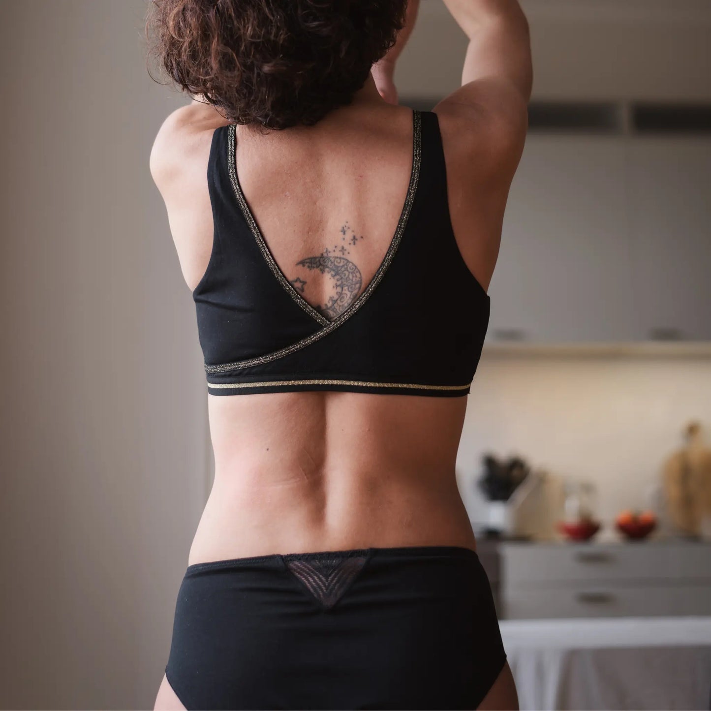 Ensemble Brassière Absorbante et Culotte en Coton Bio (noir)